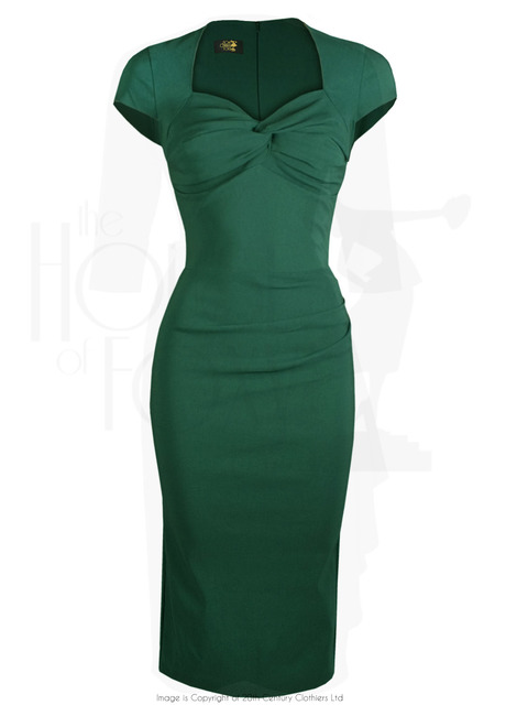 Foxy Lady 50s Wiggle Dress - Holly Green