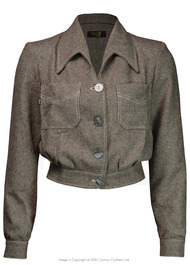 40s Americana Button Jacket - Brown Herringbone