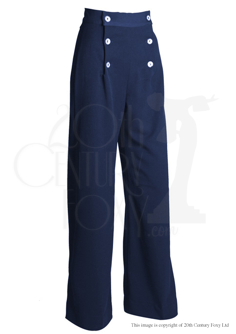 NAVY Blue SAILOR PANTS High Waist Navy Blue 1940's Style 