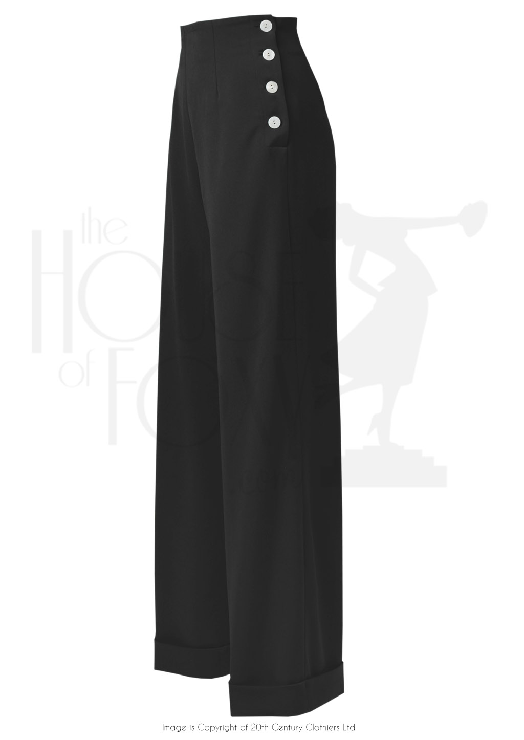 1940s Swing Trousers in Black for ladies :: House of Foxy Wholesale