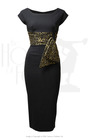 60s Manhattan Cocktail Dress - Black & Gold