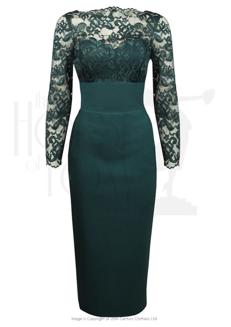 1960s Bardot Dress - Dark Emerald
