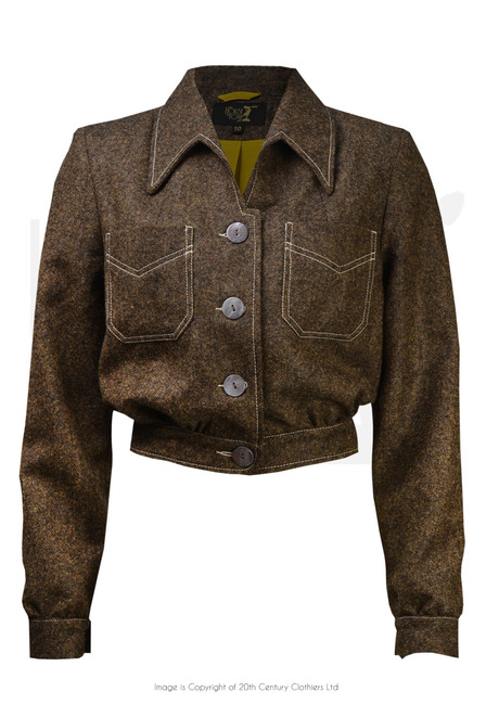 40s Americana Button Jacket - Shetland Brown