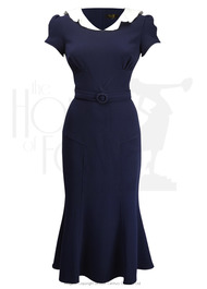 1930s Ginger Dress - Navy