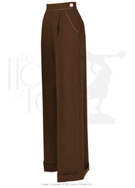 40s Hepburn Pleated Trousers - Brown