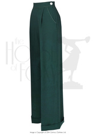 40s Hepburn Pleated Trousers - Bottle