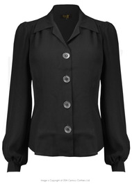40s Long Sleeve Shirt Blouse - Black