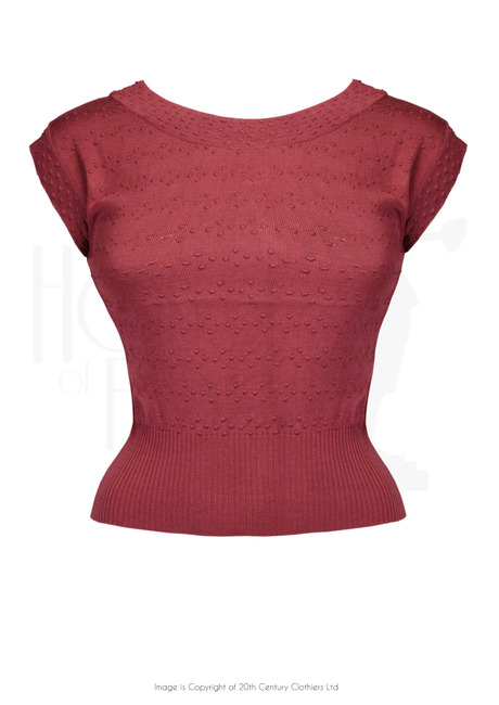 50s Scoop Neck Knitted Top - Rose