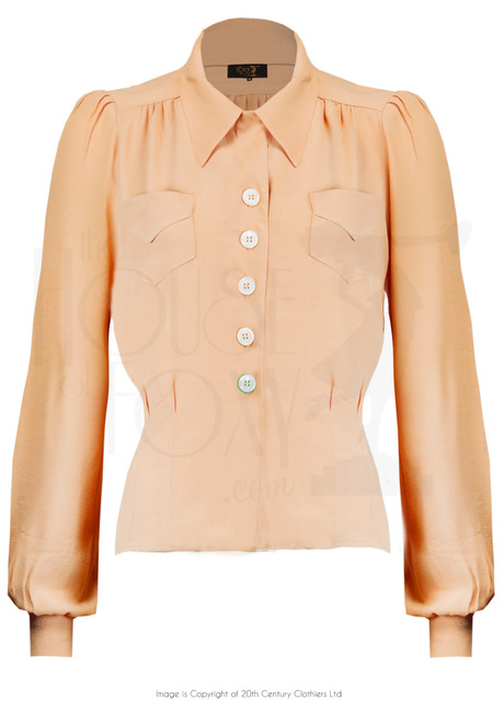40s Sweetheart Blouse - Soft Coral