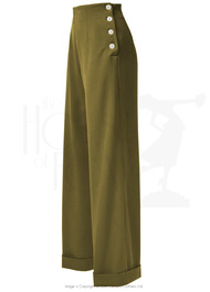 1940s Swing Trousers - Khaki