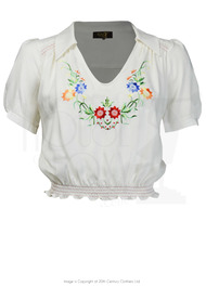 Collared Peasant Blouse - multi/ivory