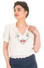 Collared Peasant Blouse - multi/ivory