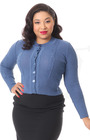 Vintage Style Cable Crop Cardigan - French Blue