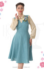 1940s Pinafore Dress - Blue Linen