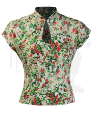 40s Style Keyhole Blouse - Bloom Print