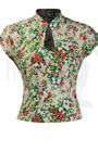 40s Style Keyhole Blouse - Bloom Print