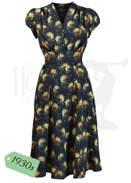 30s 'Ava' Tea Dress - Haze