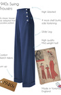 1940s Swing Trousers - Navy