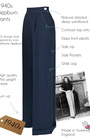 40s Hepburn Pleated Trousers - Navy